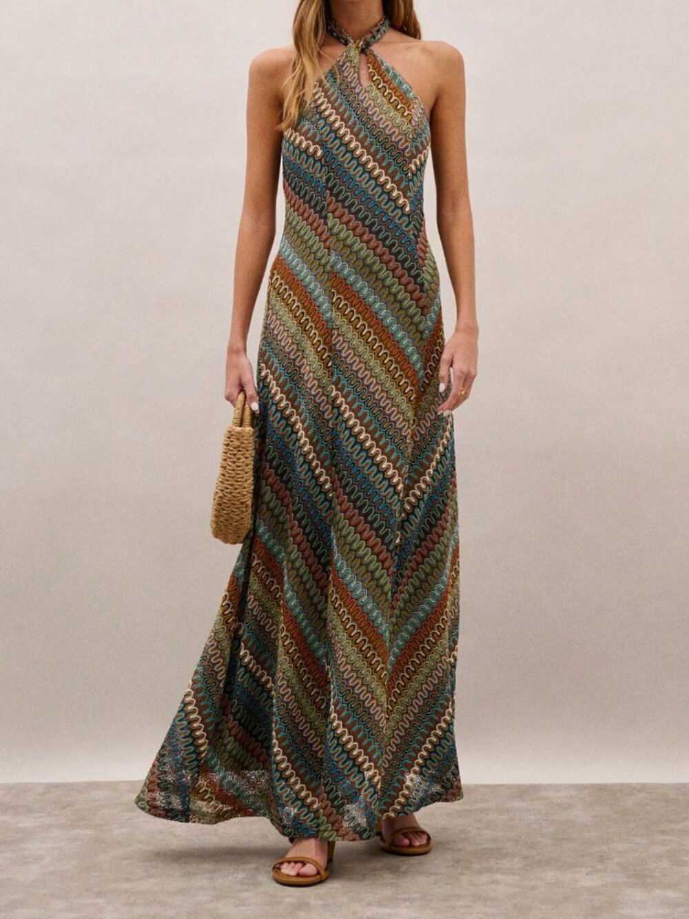 Multicolor Boho Women's Patterned Maxi Dress